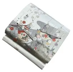 ユ200名古屋帯 箔 金糸　唐織垂れ桜花柄 正絹 着物帯　仕立て上り