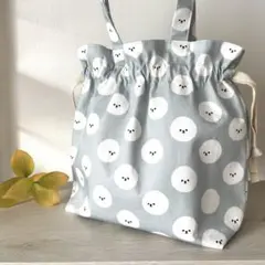 【ハンドメイド】グレー✖️犬　巾着袋　トートバッグ