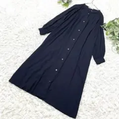 Droite lautreamont シャツワンピース ロング丈 黒1 長袖のサムネイル