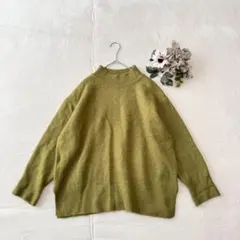 ハイネックセーター（L)シンプル カジュアル 無地 プルオーバー スリット