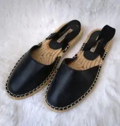 ZARA BASIC サンダル 35 ブラック エスパドリーユ風 レディース