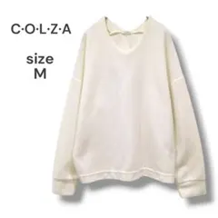 C·O·L·Z·A　Vネックニット　M　長袖　アイボリー　上品　裾スリット　古着