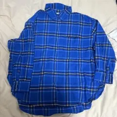 H&M チェック柄 長袖シャツ 青色 XL