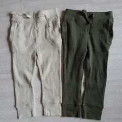 GAP 2years パンツセット アイボリー・オリーブ　サルエルリブパンツ