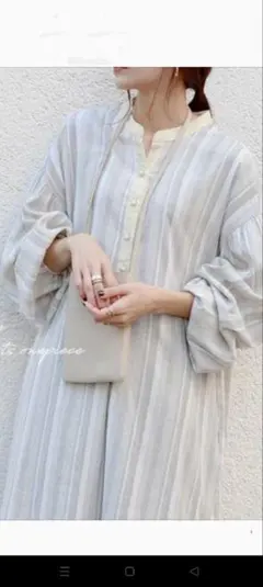 NOAHL （ノアル）ストライプ 長袖 シャツワンピース　フリーサイズ