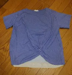 エレメントオブシンプルライフ　青と白のストライプ 半袖Tシャツ