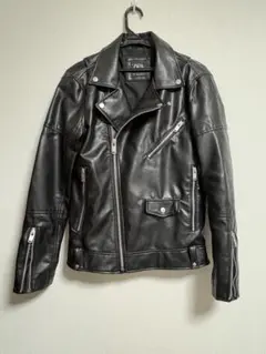 ZARA ブラック レザー ダブルライダースジャケット