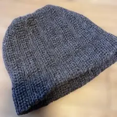 ダークブラウン ニット帽 リブ編み