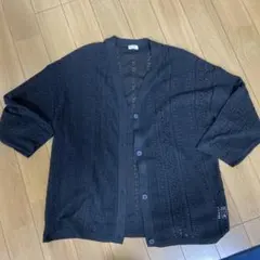 studio CLIP レース編みカーディガン ブラック Fのサムネイル