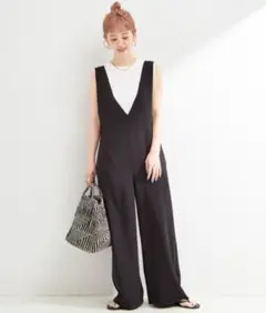 B.C STOCK ディープVリーンサロペット M ベーセーストック イエナ