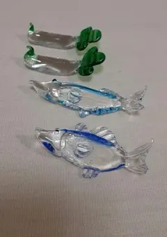 ガラス製 魚型箸置き 4個セット