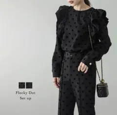 【新品】La-gemme ラジェム フロッキードット セットアップ 黒　ハート