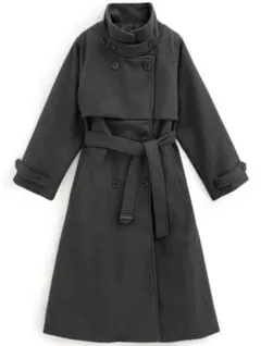 襟2Way フェイク ウール トレンチコート [ze845]