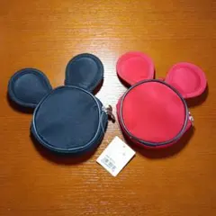 ミッキーマウス風 ポーチ 黒 赤 ２個 セット