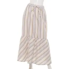 【新品】Green Parks　ストライプ切替ロングスカート　ライトベージュ