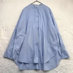 【美品】イエナ バンドカラーオーバーサイズシャツ ブルー F