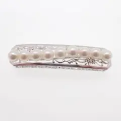 SILVER刻印 銀製 パール帯留め 真珠 シルバー 和装小物　16.4g ②