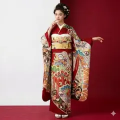 振袖フルセット　手描き友禅　成人式振袖　振袖　裄丈69 ➕サイズ