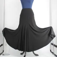 【社交ダンス衣装】ブラック CHACOTT スカート 黒 無地 レッスン 伸縮