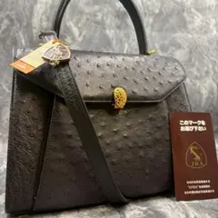 JRA認定✨極美品✨オーストリッチ 2way ハンドバッグ トップハンドル 黒