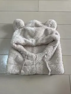 ベージュ 耳付きフリースニット帽