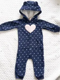 クマ耳付ネイビーロンパース　carter's 9month ハート　カバーオール
