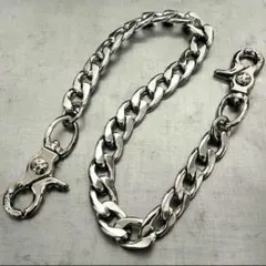 ウォレットチェーン ファンシー ネックレス ダブルクリップ シルバー