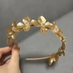 ウェディング カチューシャ ゴールド お色直し カラードレス ヘッドアクセ