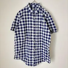 アリゾナ ギンガムチェック 半袖シャツ レギュラーカラー M青白 綿 春夏のサムネイル