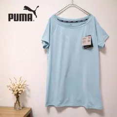 PUMA M 半袖Tシャツ 水色 ロゴ プリント スポーツ カジュアル