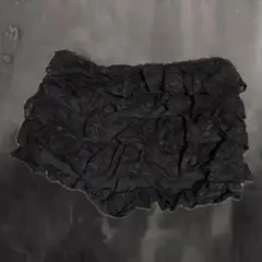 黒 フレア加工 ショートパンツ
