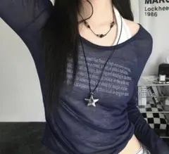 amood シアー 長袖Tシャツ 韓国 平成ギャル y2k 夏