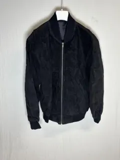 vintage スエードレザージャケット ブラック 豚革 M相当 ブルゾン 古着