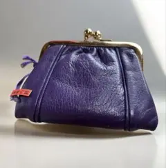 紫色レザーがま口コインケース　美品