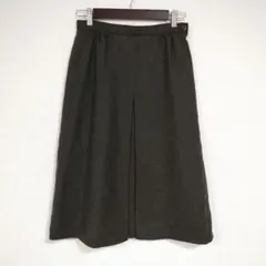 【イエガー】ダークブラウン フレアスカート 前プリーツ イギリス製