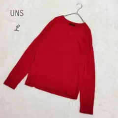 UNS Vネックセーター Lサイズ 赤 レッド 大きめサイズ 薄手ニット