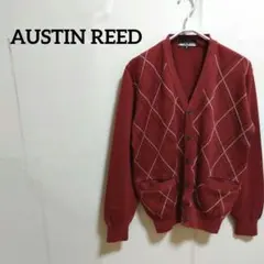 AUSTIN REED オースチンリード 毛100% アーガイル柄 カーディガン