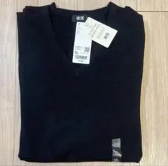 【新品・タグ付き】ユニクロ　メリノVネックセーター　XL ブラック