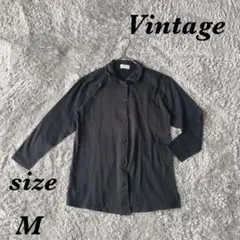 Vintage ヴィンテージ (M) 長袖シャツ 厚手 日本製 綿100％