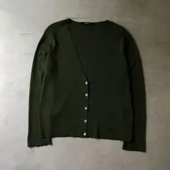 【高級】Aquascutum カーディガン セーター メタルタグ　カーキ　日本製のサムネイル