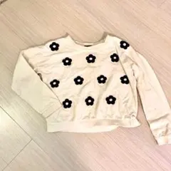 デイジー柄　トレーナー　カットソー　花柄　モノトーン 長袖