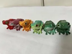 カラフルカエルの置物6体セット　マグネット