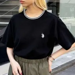 U.S. POLO ASSN. リブネック Tシャツ ブラック