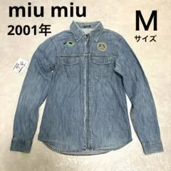 【アーカイブ、2001年】miumiu、刺繍デニムシャツ、Ｍサイズのサムネイル