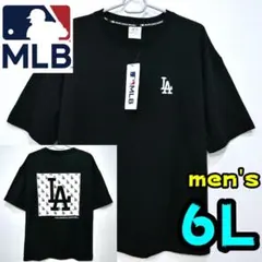【新品】ドジャース　Tシャツ　6L　メンズ　MLB公式　黒　前後ロゴ　四角　⑨