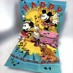 90s ヴィンテージ ディズニー 3D ポップアップカード ミッキーのピアノ