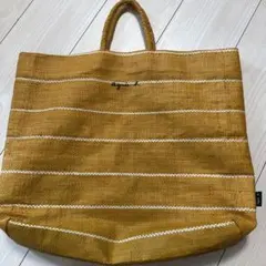 agnes bストライプトートバッグ マスタード