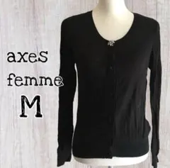 axes femmeトップス Uネック カーディガン 長袖 Mサイズ/USED
