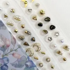 耳つぼジュエリー　40粒　金粒　ブラック　ゴールド　パール　ストーン