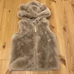 H&Mキッズ　フード付きフェイクファーベスト